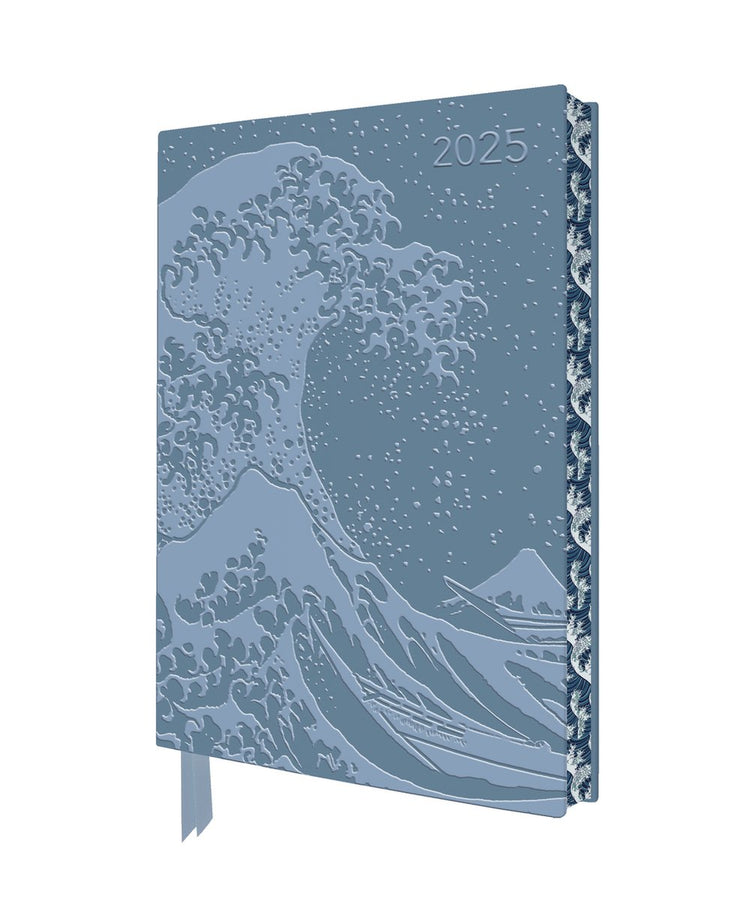 Flame Tree Katsushika Hokusai : The Great Wave 2025 Art Artisan Vegan Leather Diary Planner - Page à voir avec notes