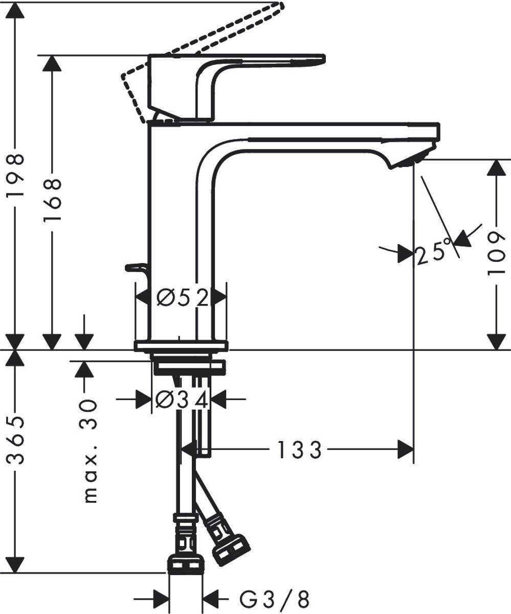 Hansgrohe rebris e - mitigeur de lavabo - commande à levier unique - démarrage à froid, économie d'énergie - sans vidage - taille 110 mm - chrome