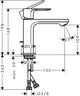Hansgrohe rebris e - mitigeur de lavabo - commande à levier unique - démarrage à froid, économie d'énergie - sans vidage - taille 110 mm - chrome