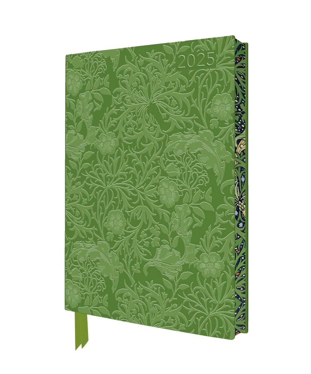 Flame Tree William Morris : Algues 2025 Art artisanal Planificateur de journal en cuir végétalien - page à voir avec notes