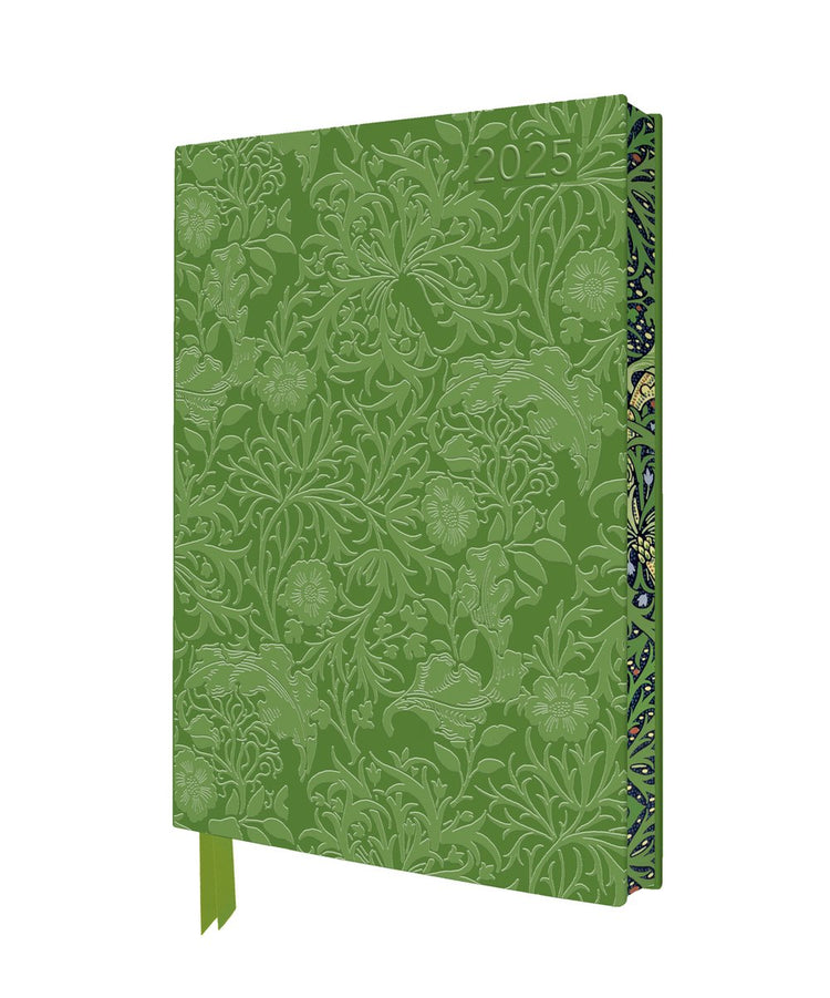Flame Tree William Morris : Algues 2025 Art artisanal Planificateur de journal en cuir végétalien - page à voir avec notes