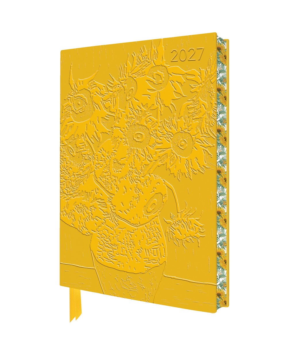 Vincent van Gogh : Tournesols 2027 Art artisanal Agenda en cuir végétalien - page à voir avec notes
