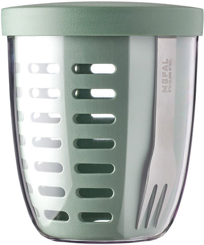 Mepal - pot légumes fruits ellipse - 600 ml - incl. fourchette - sauge nordique