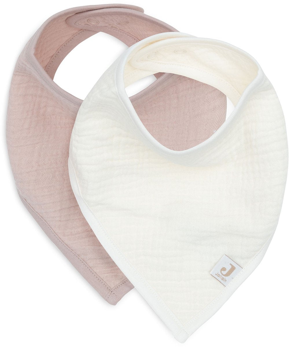 Jollein bavoir bandana bébé - hydrophile - bavoirs bébé - 2 pièces - avoine rose sauvage