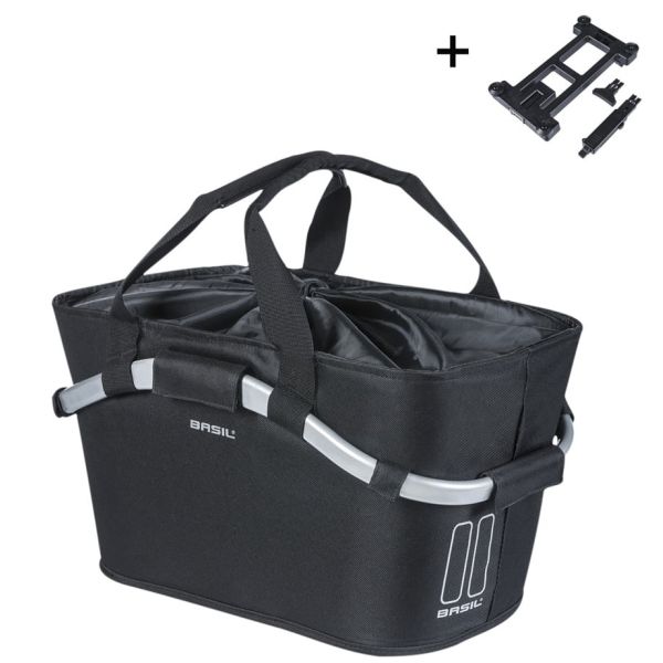 Panier de basilic à l'arrière avec transport tout noir