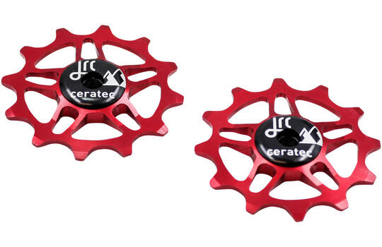 Jrc - paire de roues de dérailleur en céramique sram force, rouge, rival axs 12t rouge