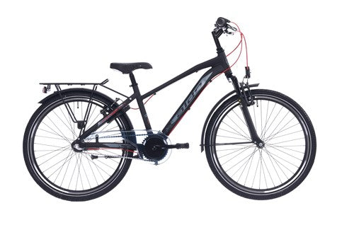 Aldo 24 pouces pic 2,0 vélo Alu 3V tapis noir rouge