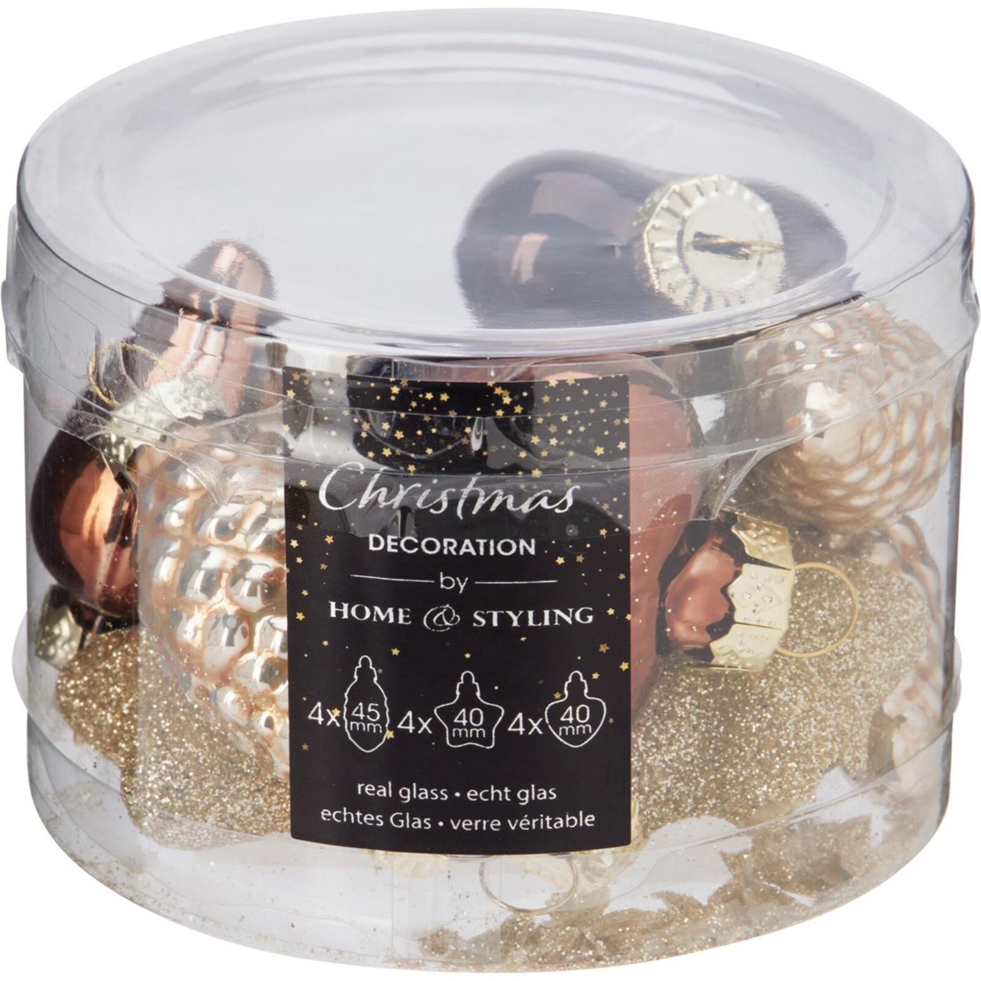Pendentif de Noël en verre mélangé ambré, lot de 12 pièces
