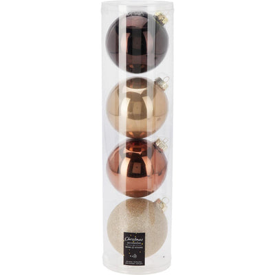 Boules de Noël en tube mélange ambre 4pcs ø10cm