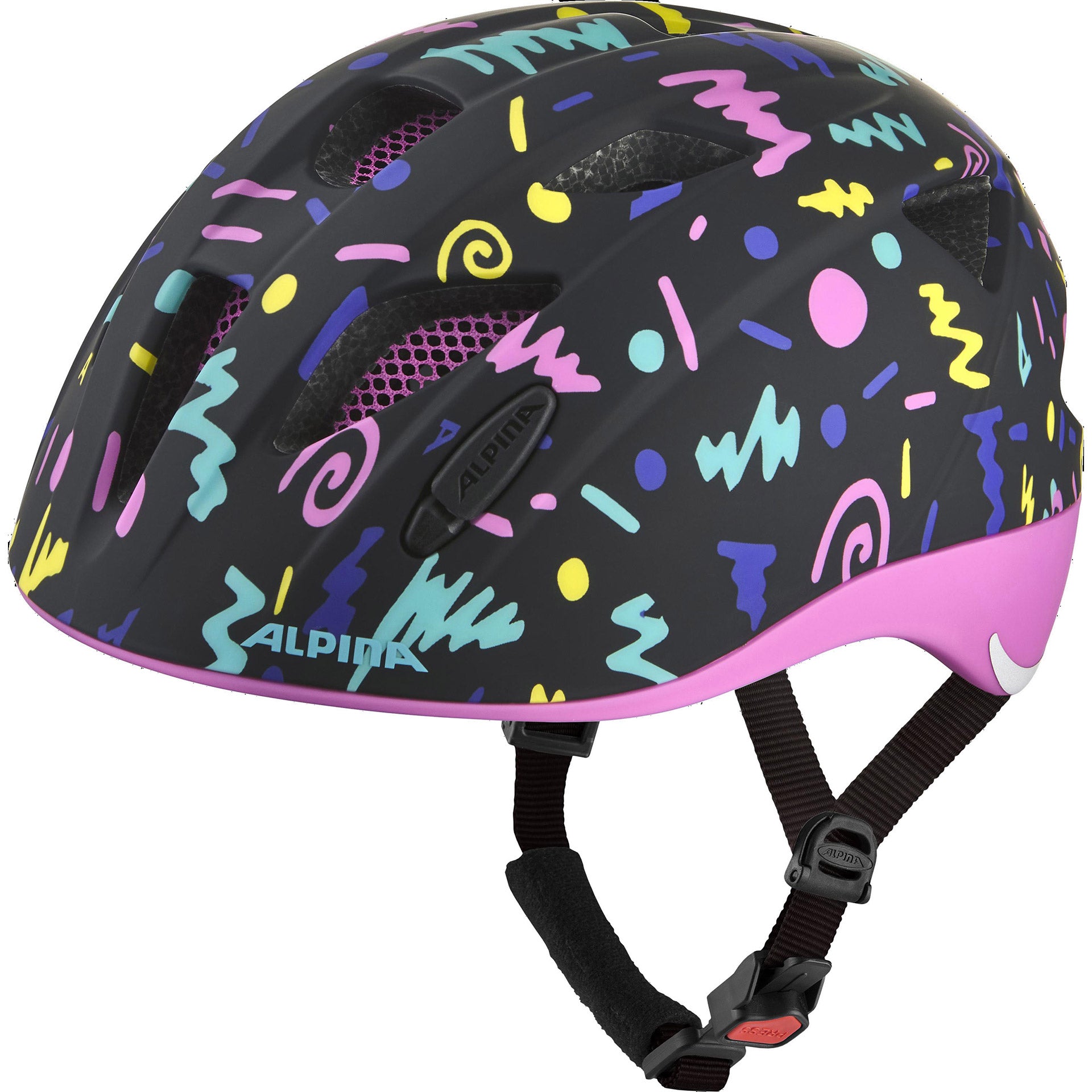 Olympic sportswear alpina sports casque pour enfants ximo flash noir-confetti 49-54 mat