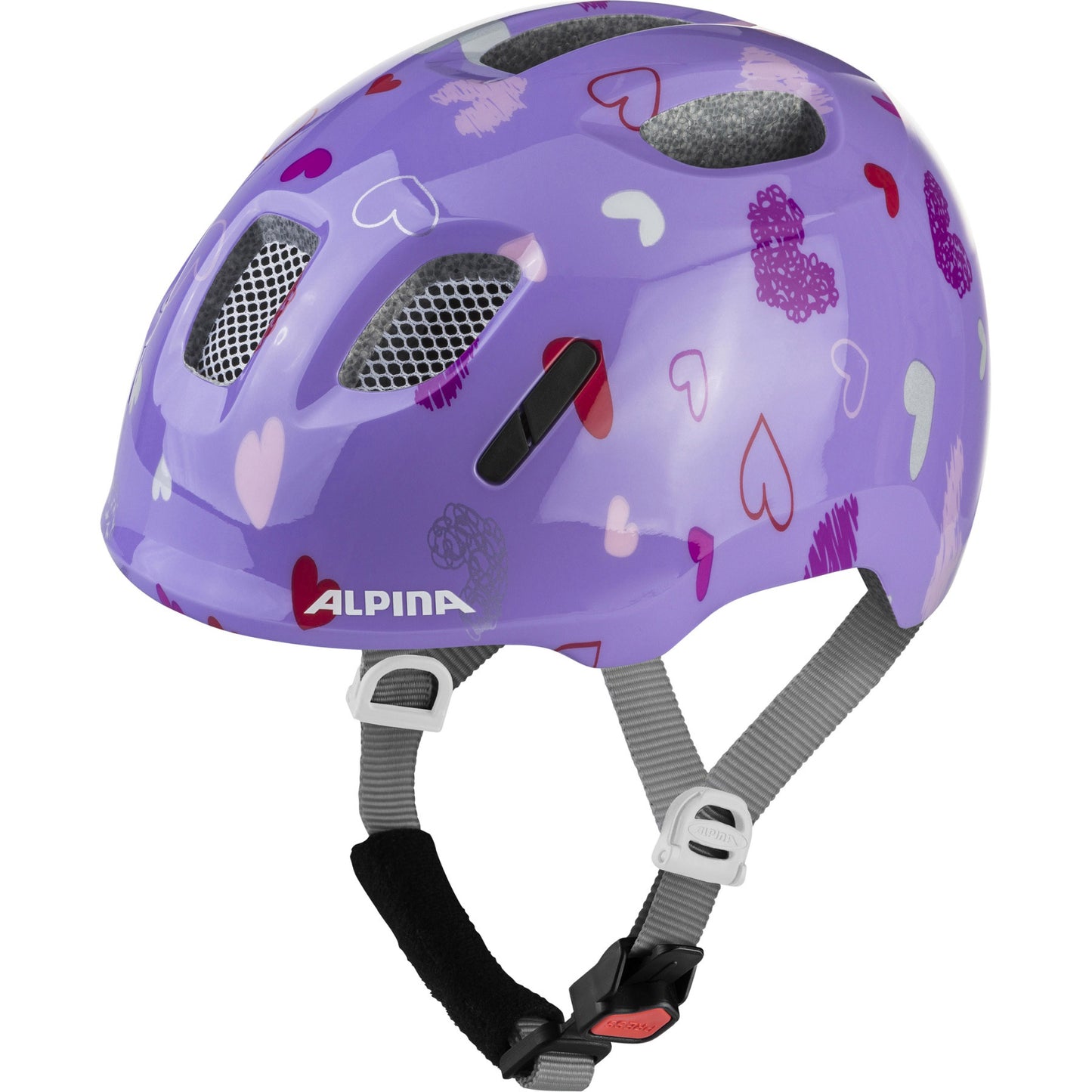Olympic sportswear alpina sports casque pour enfants ximo 2 coeurs violets 49-54 brillant