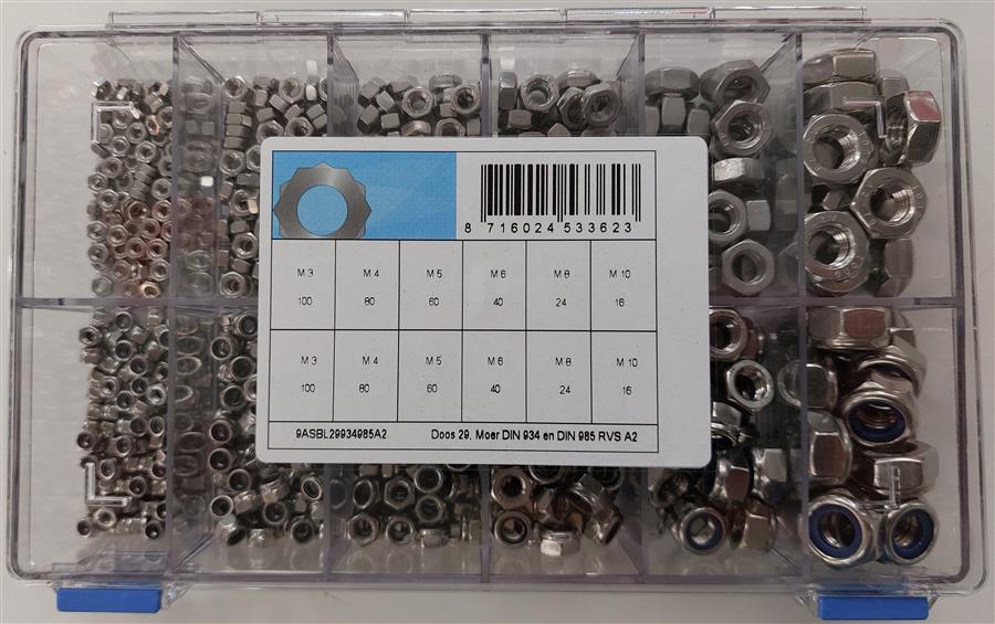 Assortiment d'écrous D934+D985 inox A2
