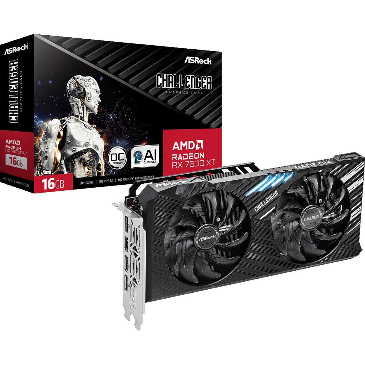 ASROCK RADEON RX 7600 XT Challenger 16 Go OC