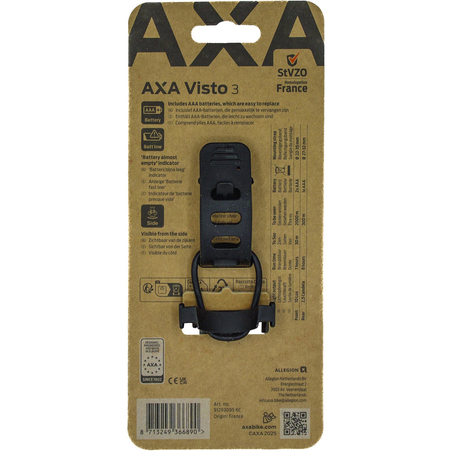 Axa kit d'éclairage visto 3 batterie