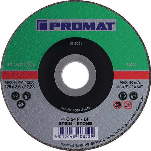 Disque à tronçonner Promat tecwerk | d125x2,5mm courbé | pierre | trou 22,23 mm - 4000841341