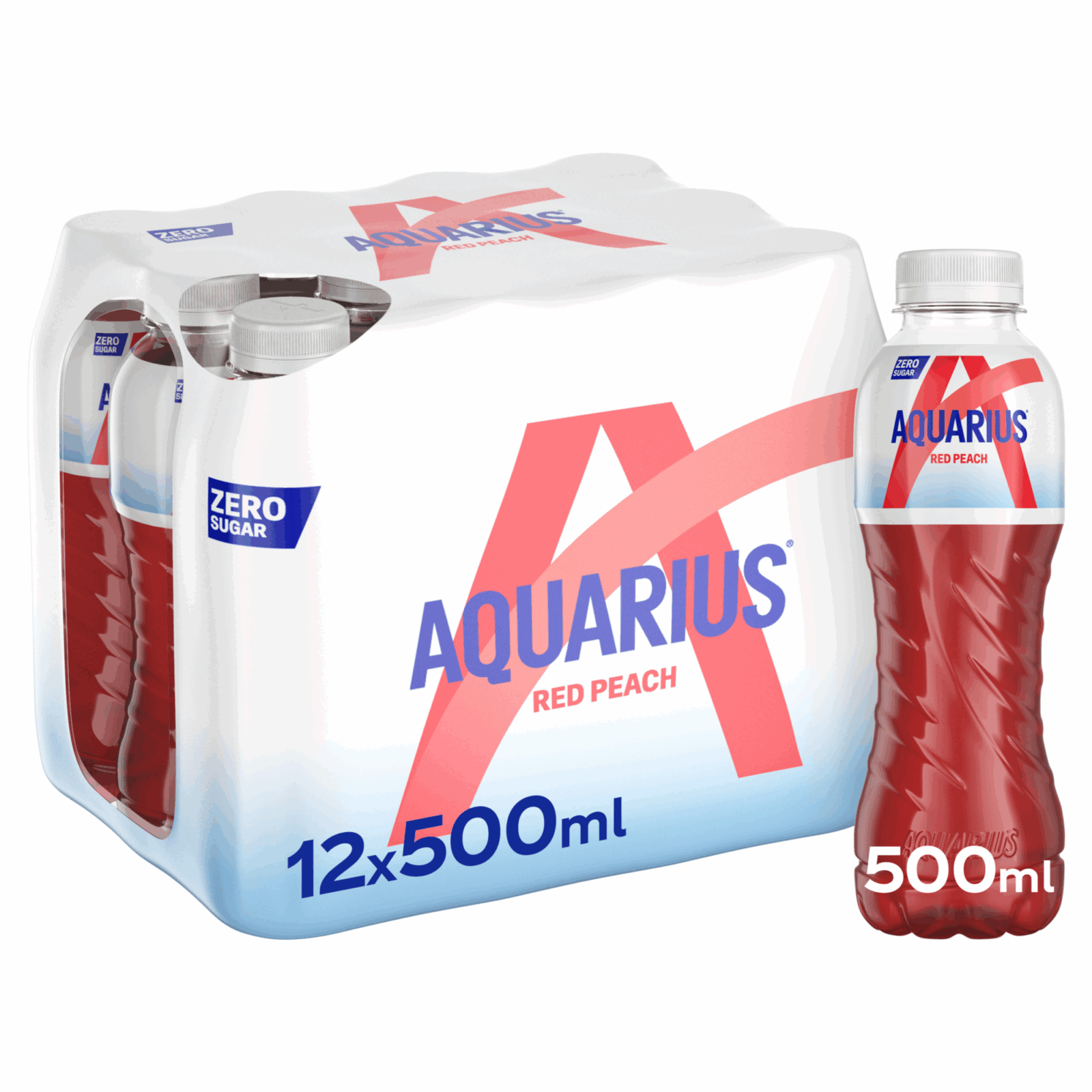 Bouchon zéro sucre pêche rouge Aquarius (12x 500ml)
