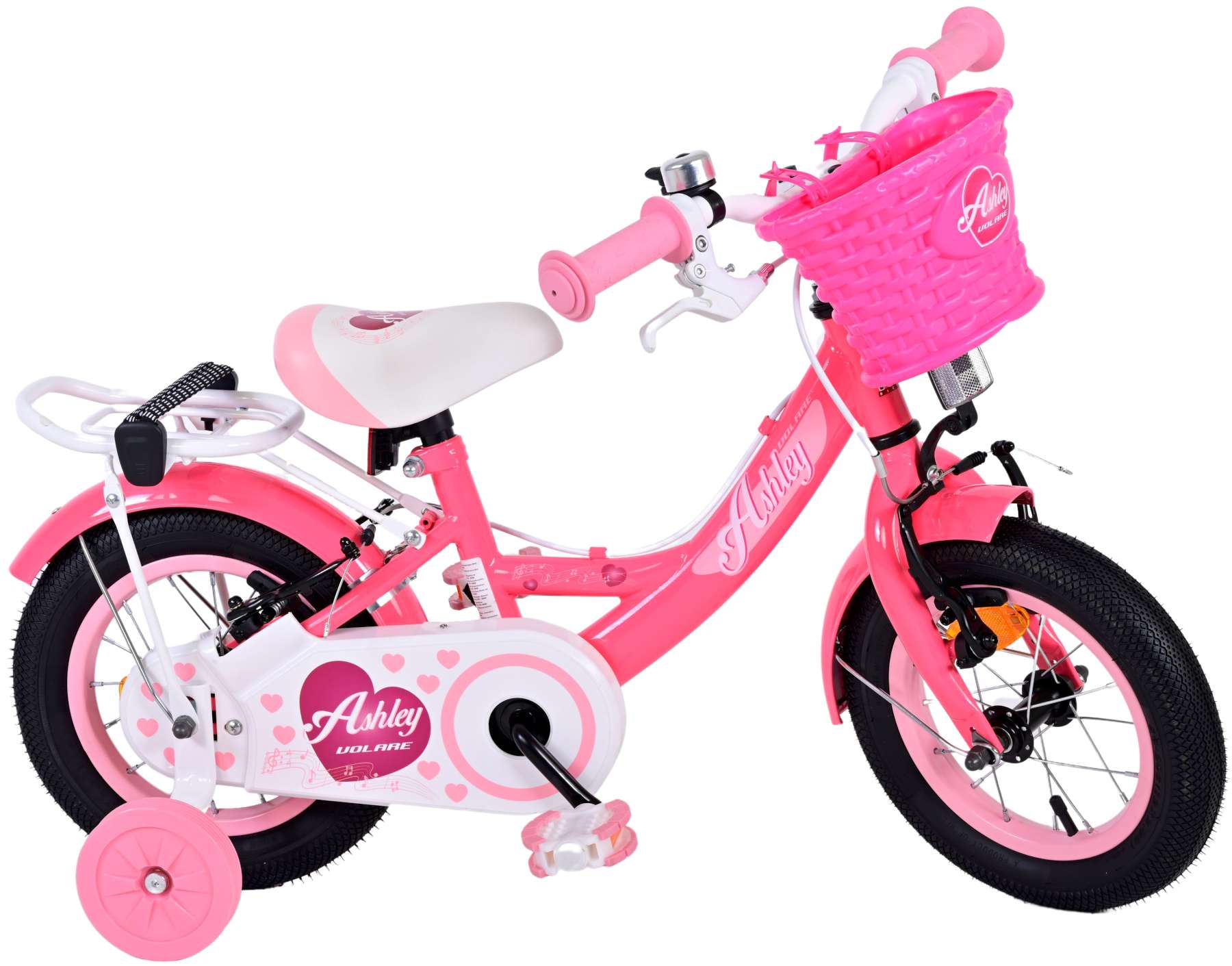Volare Ashley Children's Bicycle - Girls - 12 pouces - Rose Red - deux freins à main