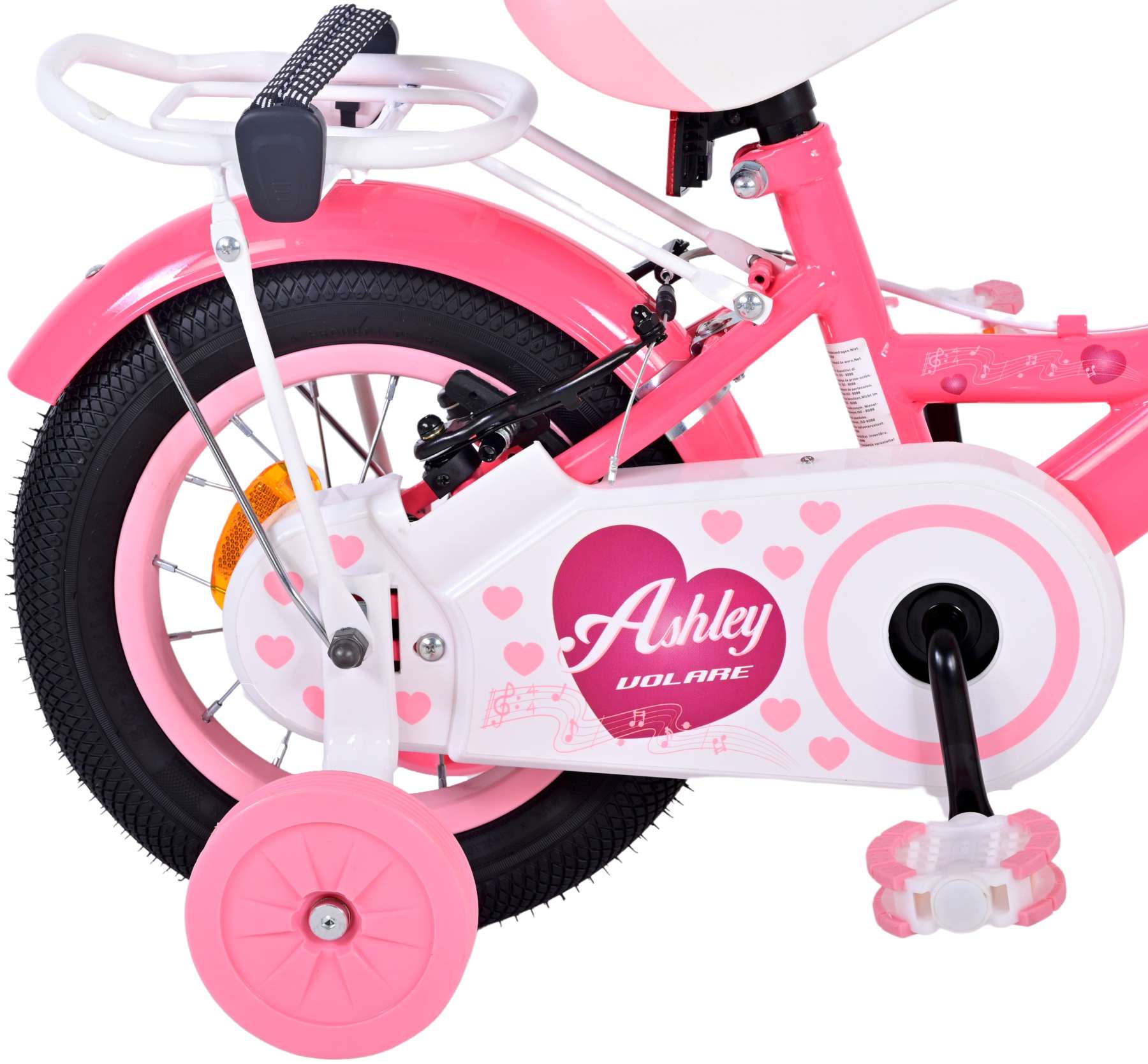 Volare Ashley Children's Bicycle - Girls - 12 pouces - Rose Red - deux freins à main