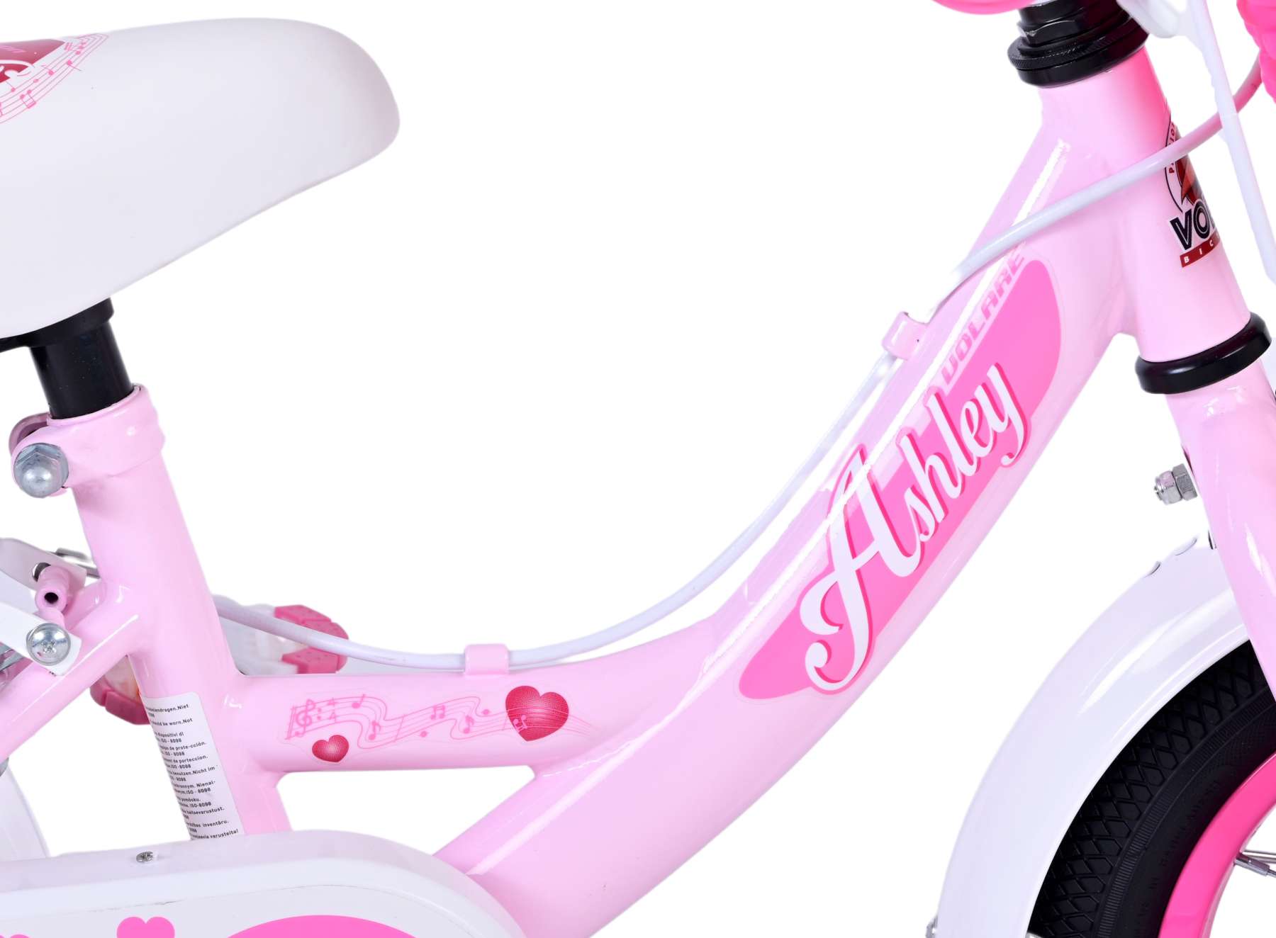 Volare Ashley Children's Bicycle - Girls - 12 pouces - Pink - deux freins à main