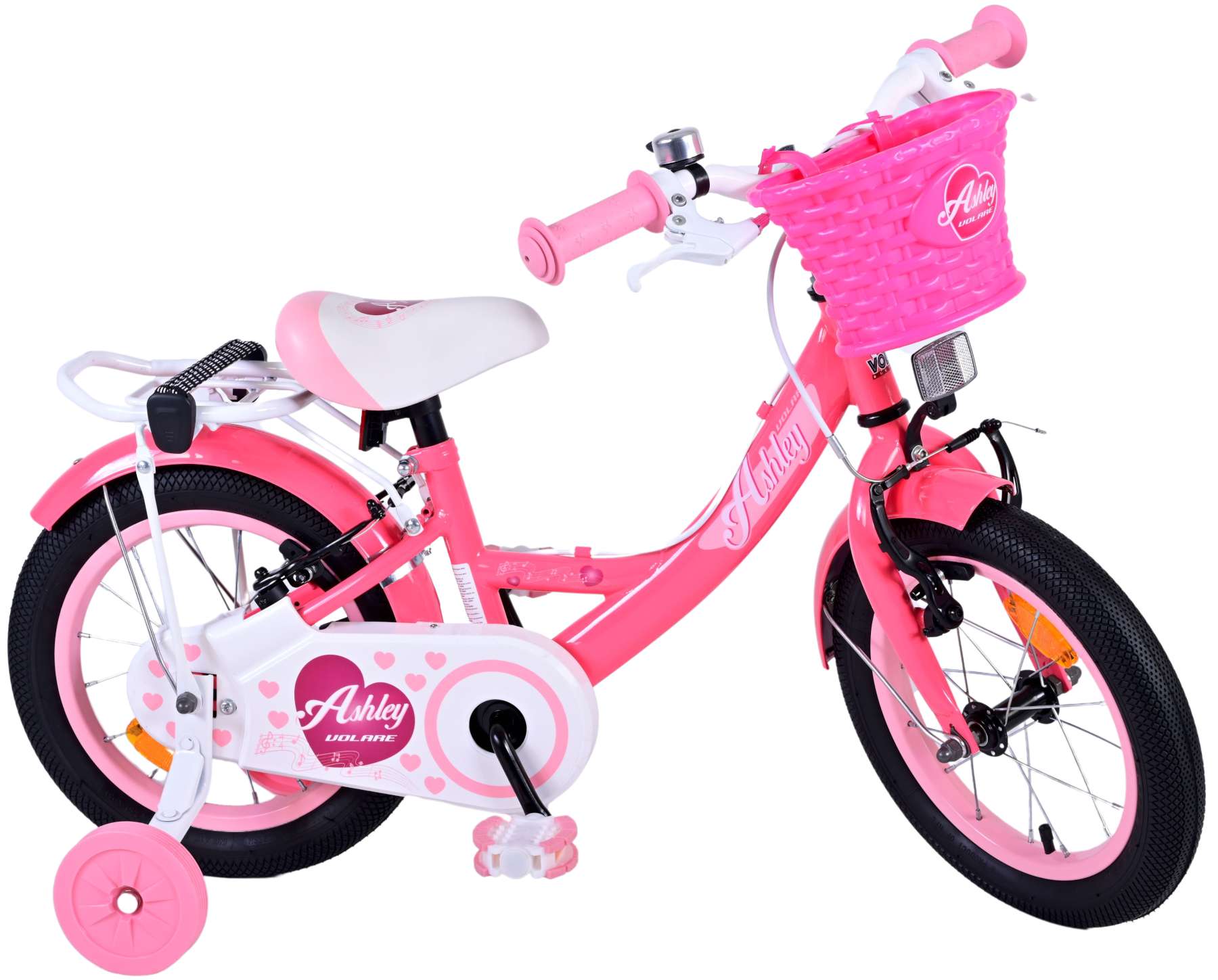 Volare Ashley Children's Bicycle - Girls - 14 pouces - Rose Red - deux freins à main