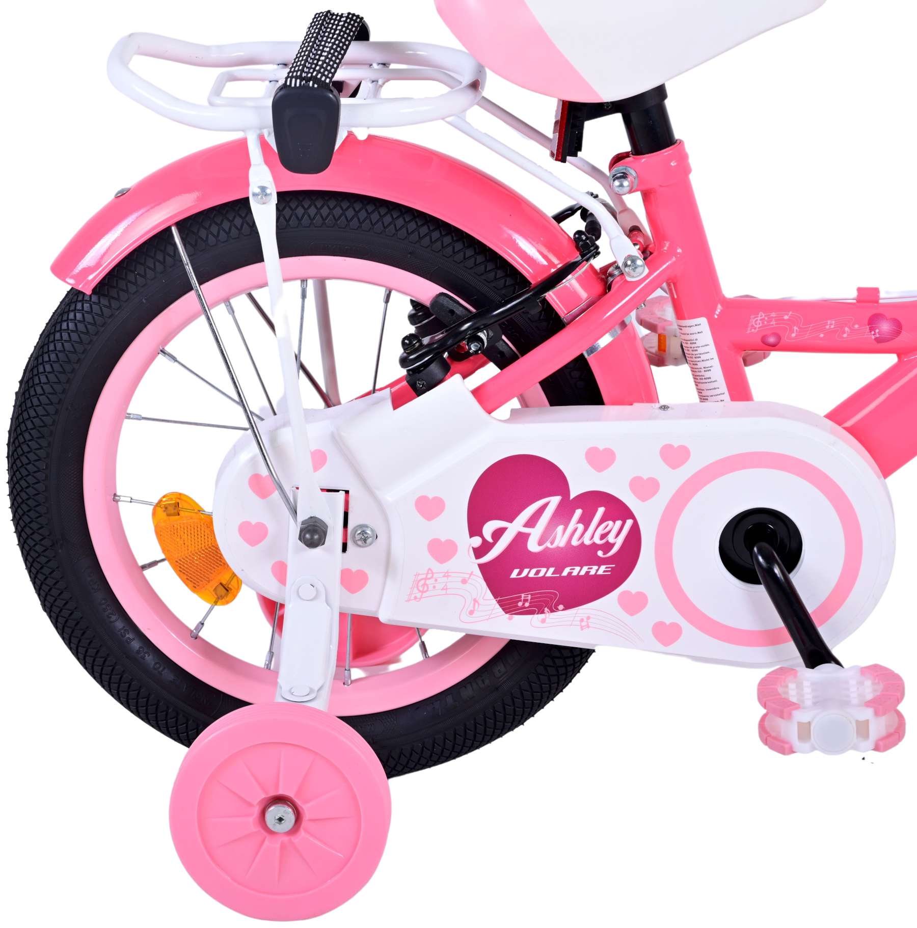 Volare Ashley Children's Bicycle - Girls - 14 pouces - Rose Red - deux freins à main