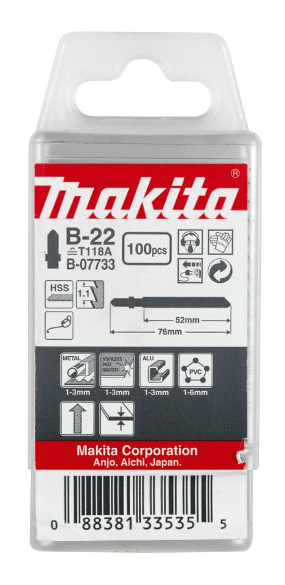 Accessoires Makita lame de scie sauteuse b22 - t118a | 100 pièces - b-07733