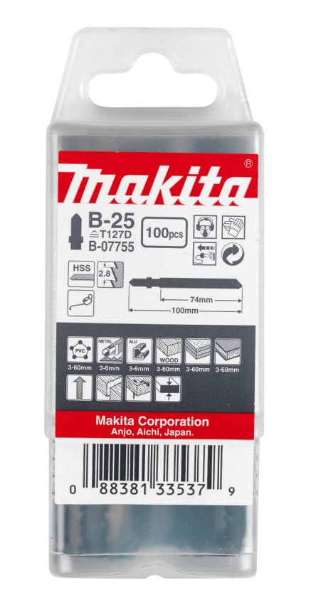 Accessoires Makita lame de scie sauteuse b25 - t127d | 100 pièces - b-07755