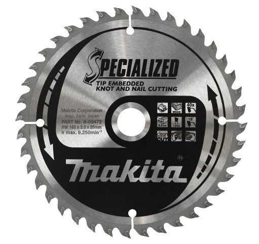 Makita accessoires lame de scie circulaire tipe 190x20x2,2 40t 5g - b-40593