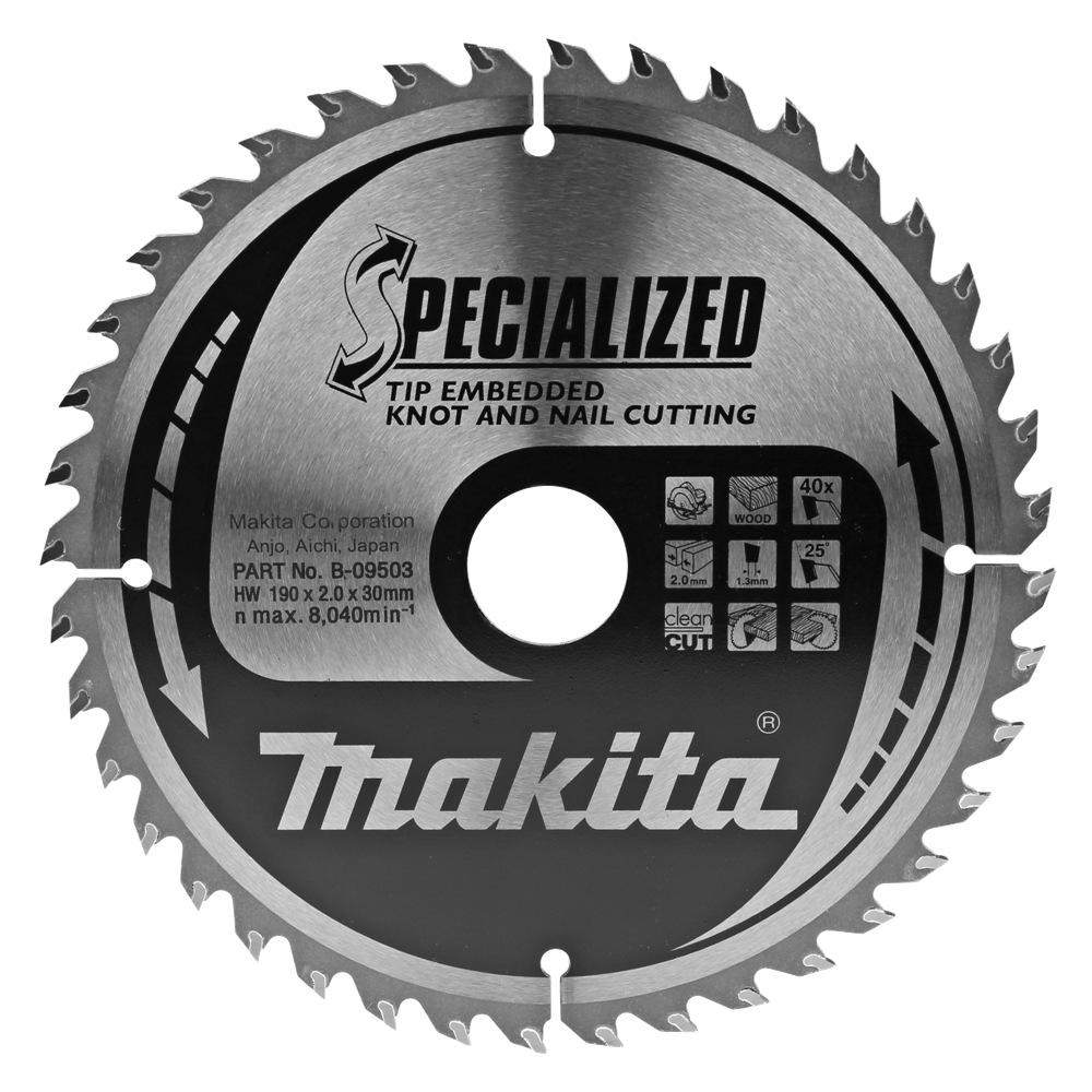 Lame de scie Makita | type | 190x30x2,0 | 40 t | 23 degrés - b-09503