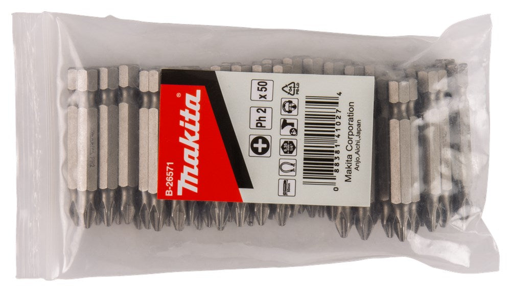Makita accessoires embout à vis ph2x50mm recharge 50pcs - b-26571