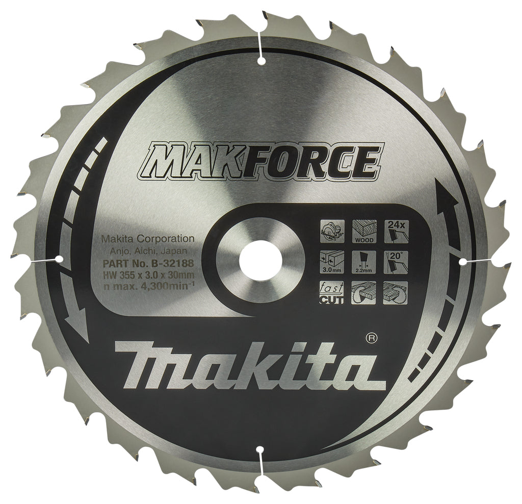 Accessoires Makita lame de scie circulaire bois 355x30x3.0 24t 20g - b-32188