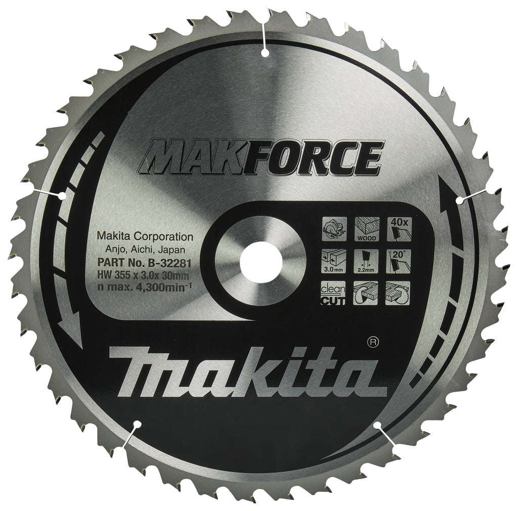 Accessoires Makita lame de scie circulaire | bois | 355x30x3.0 40t 20g - b-32281
