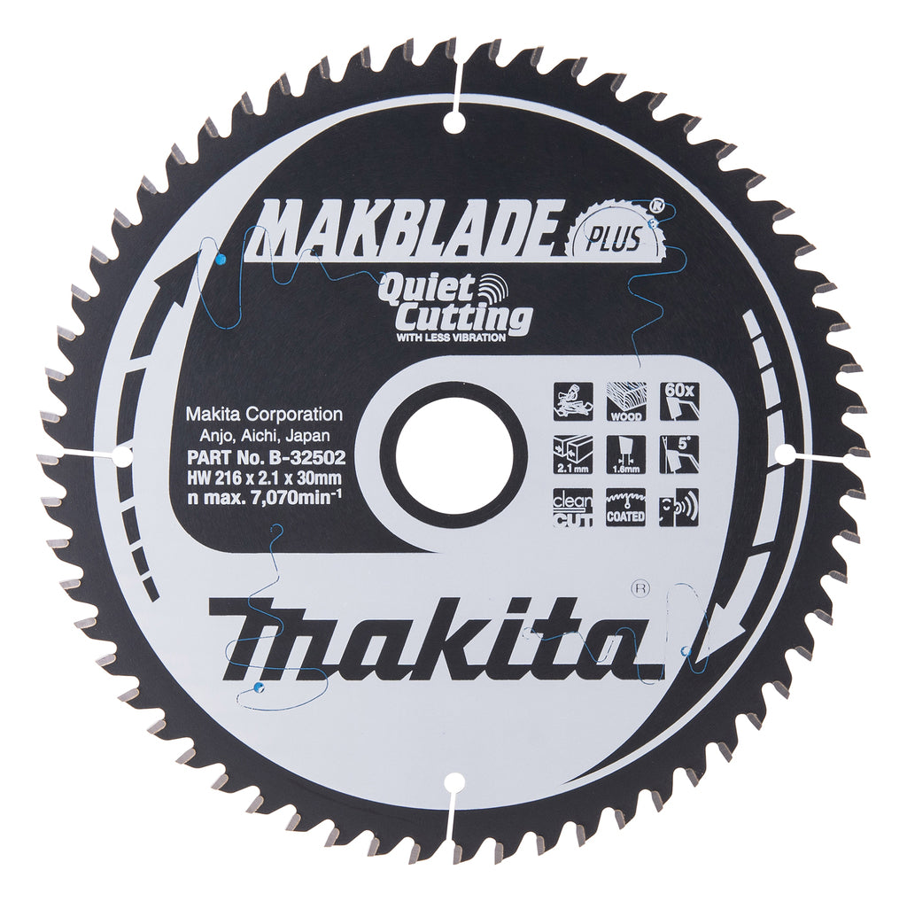 Lame de scie Makita | bois | 216x30x60t | 5 degrés - b-32502