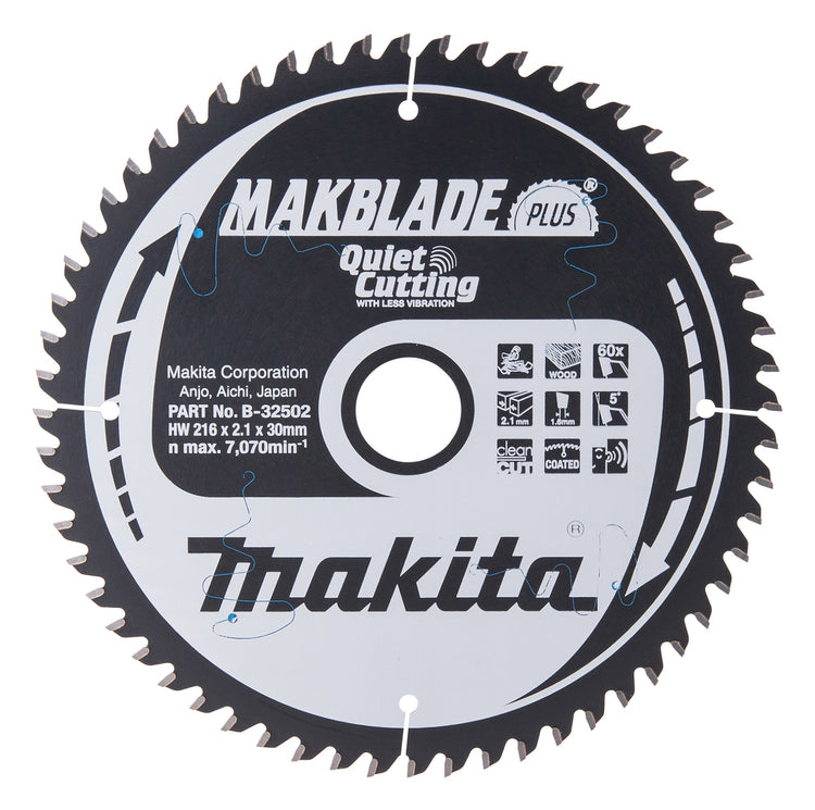 Lame de scie Makita | bois | 216x30x60t | 5 degrés - b-32502