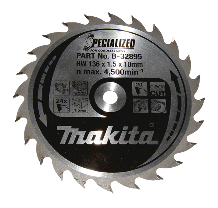 Makita lame de scie bois 136x10x1,5 24t 20g - b-32895