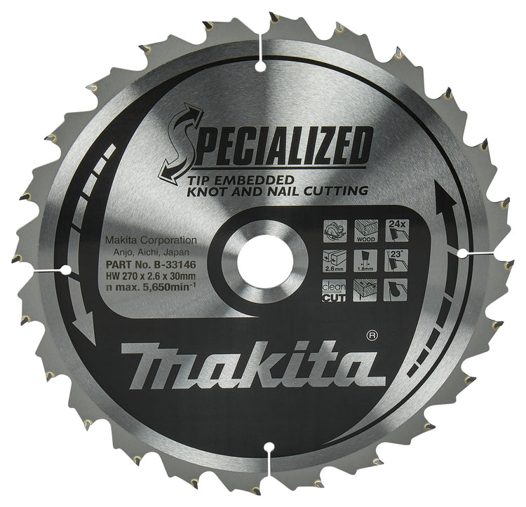 Accessoires Makita lame de scie circulaire | bois | pointe 270x30x2.6 24t 23g - b-33146