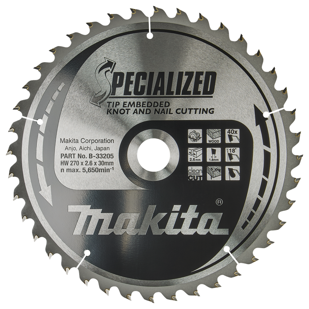 Makita pointe de lame de scie 270x30x2,6 40t 18g - b-33205