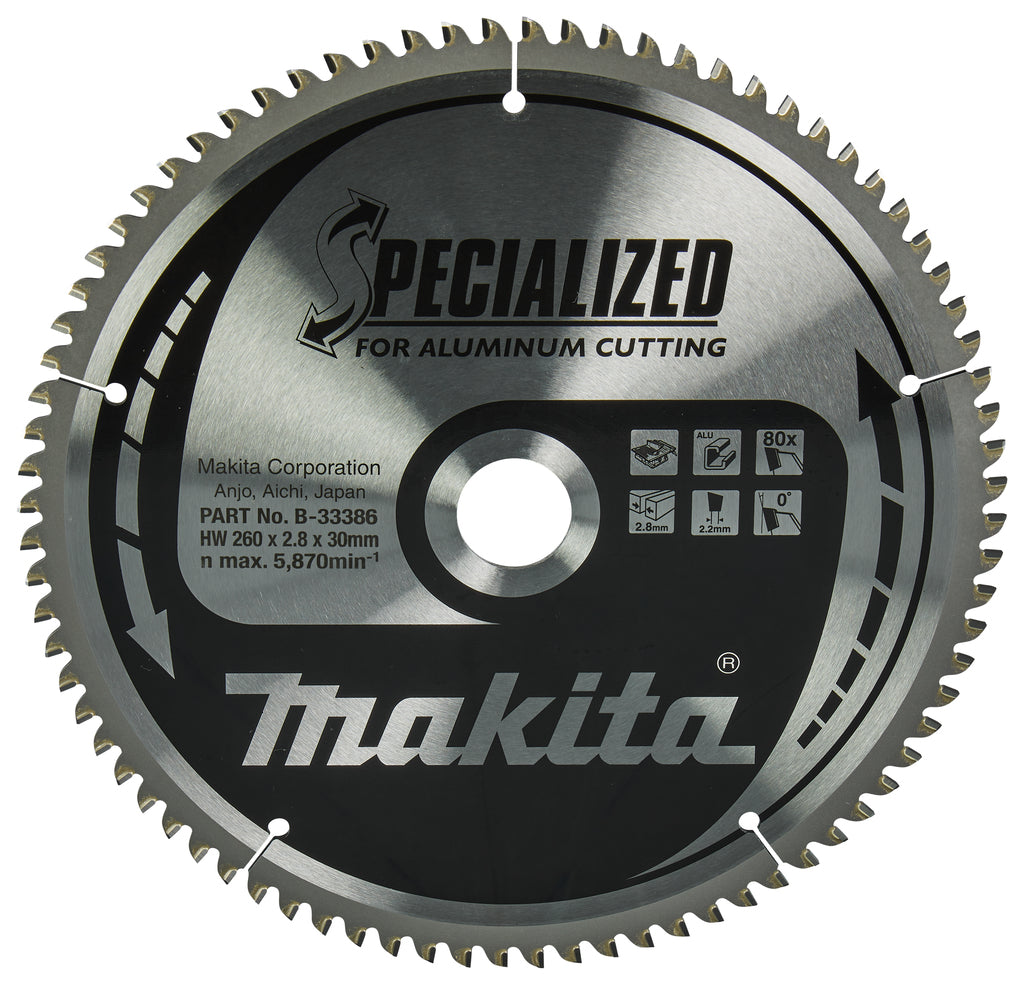 Makita accessoires lame de scie à table aluminium 260x30x2,8 80t 0g - b-33386