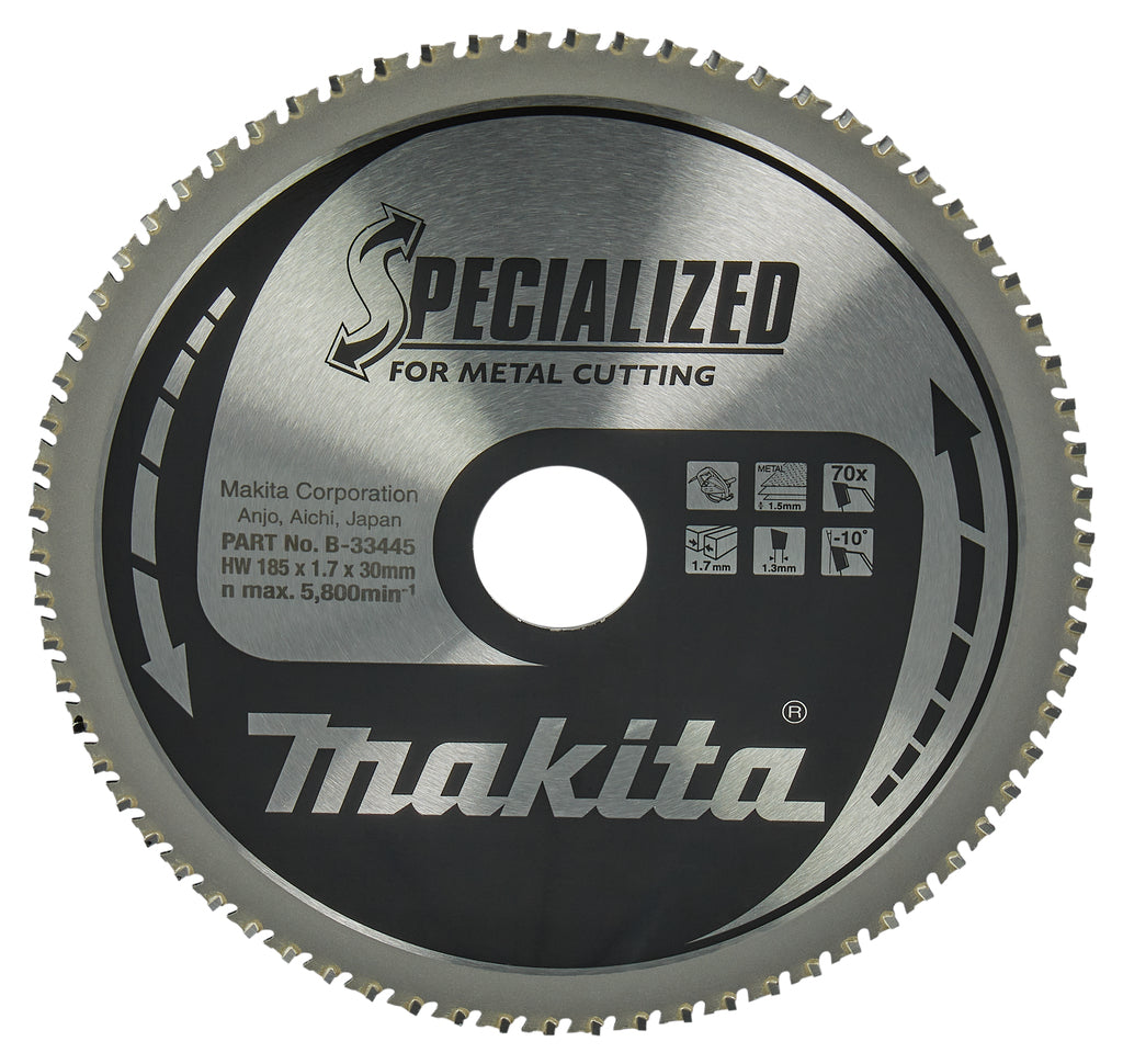 Accessoires Makita lame de scie circulaire | tôle d'acier mince | 185x30x1,7 70t -10g - b-33445