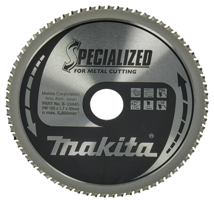 Accessoires Makita lame de scie circulaire | tôle d'acier mince | 185x30x1,7 70t -10g - b-33445