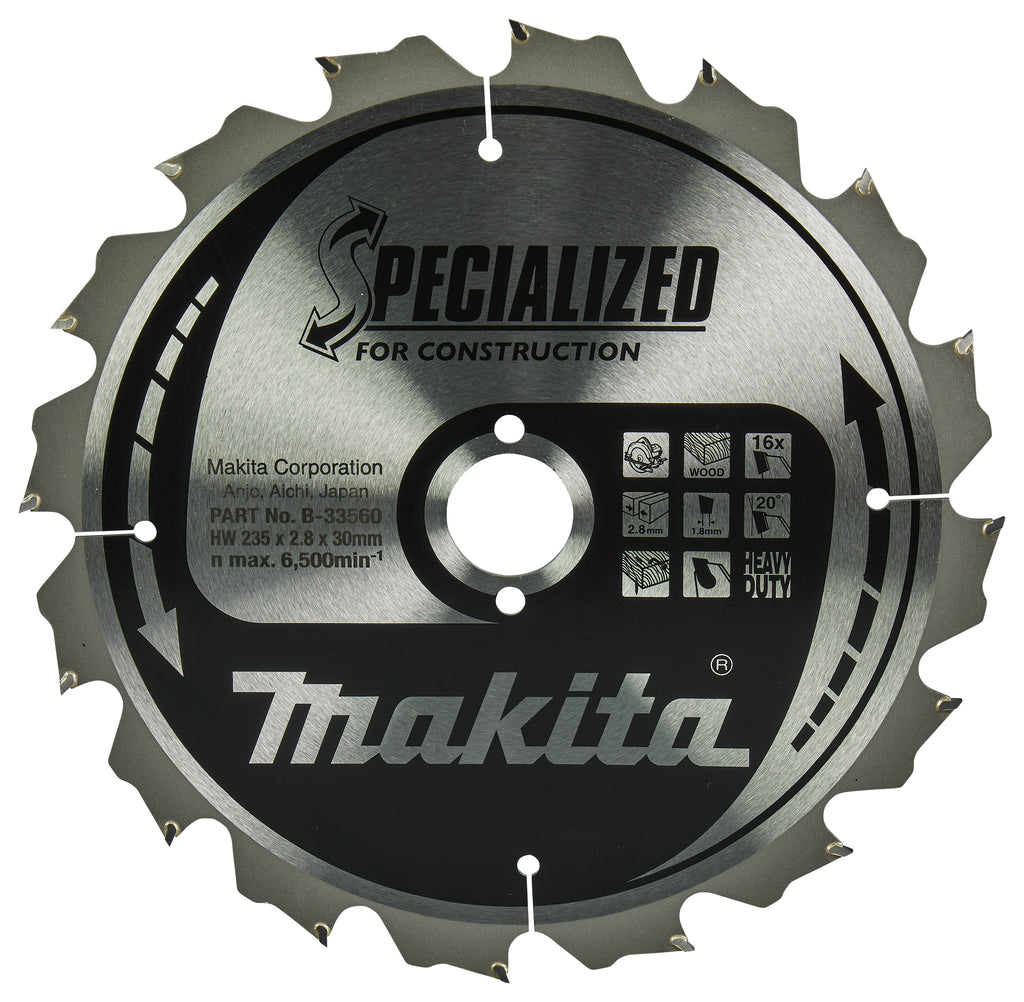 Accessoires Makita lame de scie circulaire | bois | 235x30x3 16t 20g - b-33560