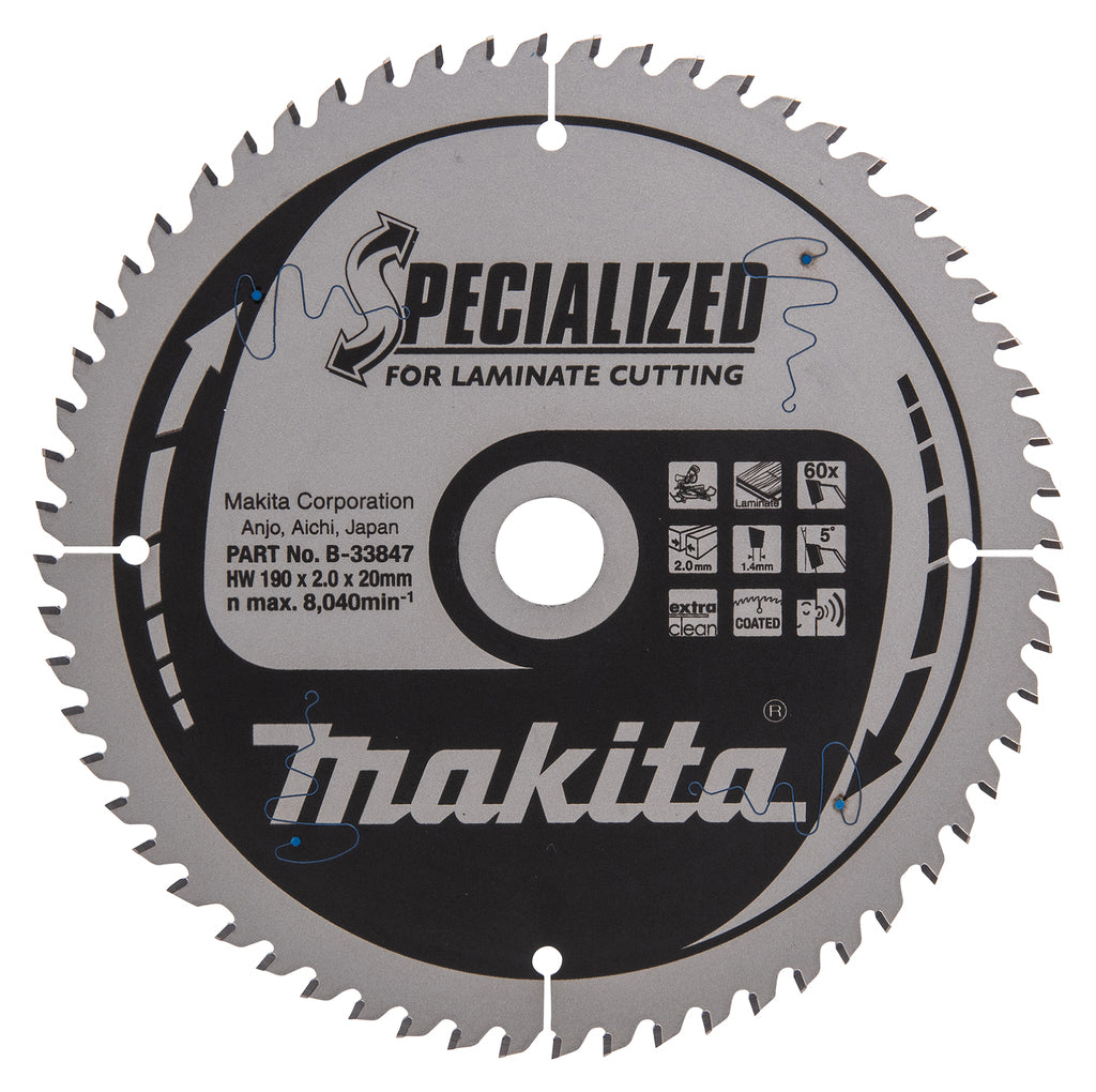 Accessoires Makita lame de scie à tronçonner | mélamine | 190x20x2.0 60t 20g - b-33847