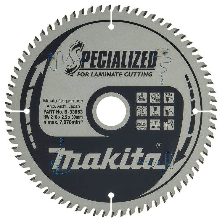 Accessoires Makita lame de scie à tronçonner | stratifié | 216x30x2.5 72t5g - b-33853