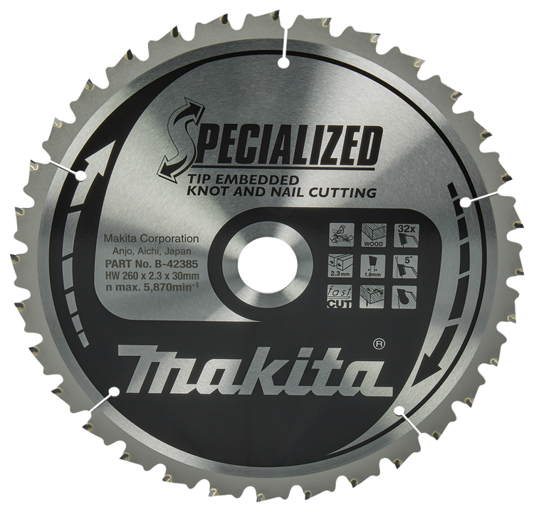 Makita pointe de lame de scie 260x30x2,3 32t 5g - b-42385