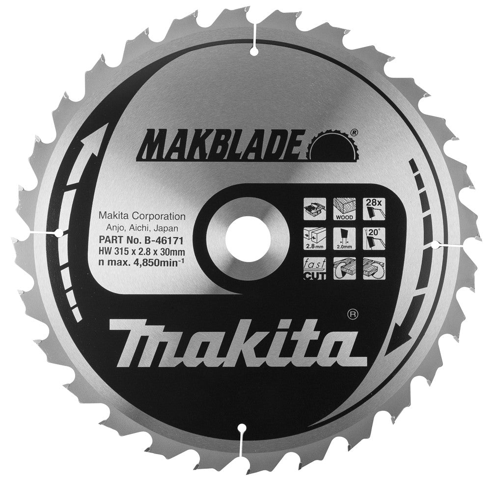 Accessoires Makita diamètre de la lame de scie lame de scie 315mm nombre de dents 48 - b-46187