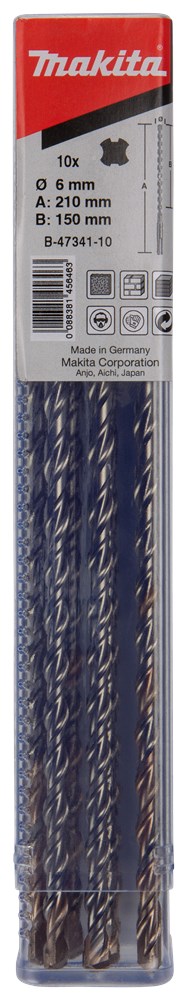 Accessoires Makita p2s: foret sds-plus 6x210mm 10 pièces - b-47341-10