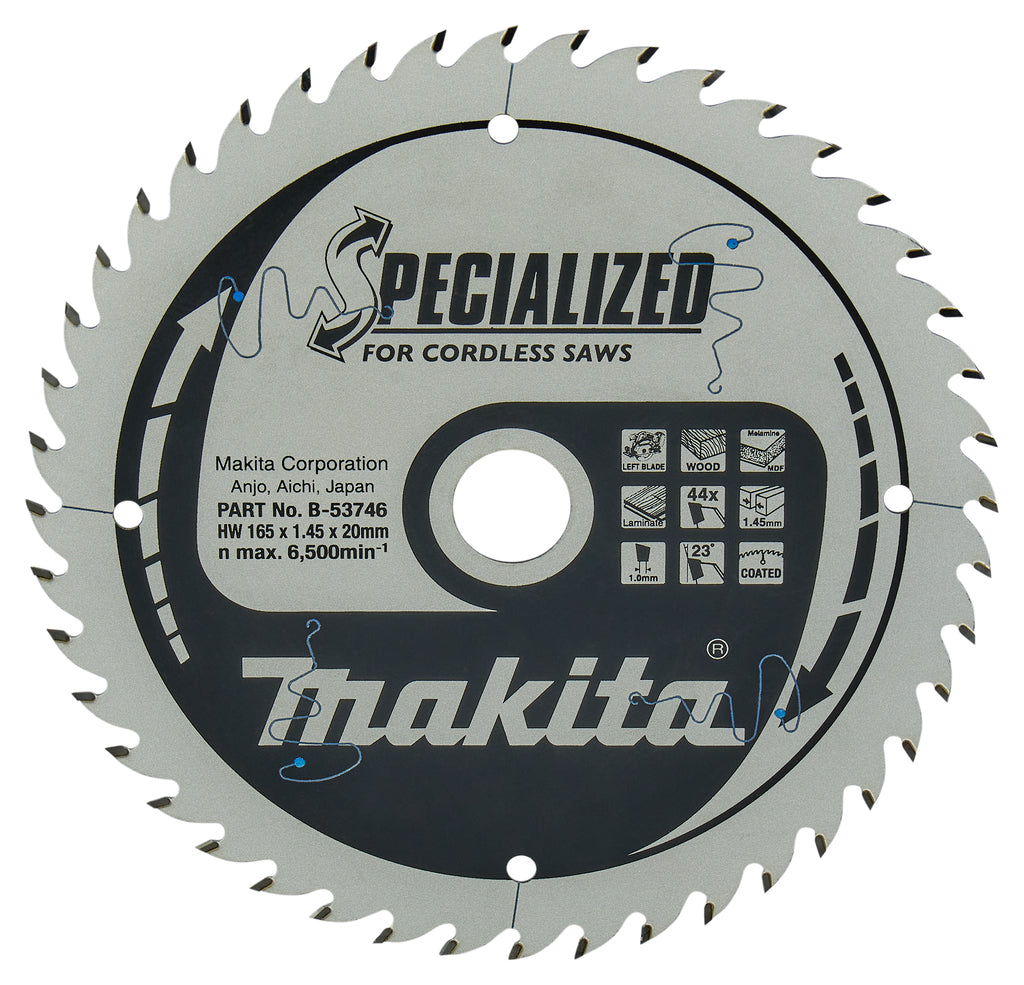 Accessoires Makita lame de scie circulaire | mélamine| 165x20x1,45 44t 23g - b-53746