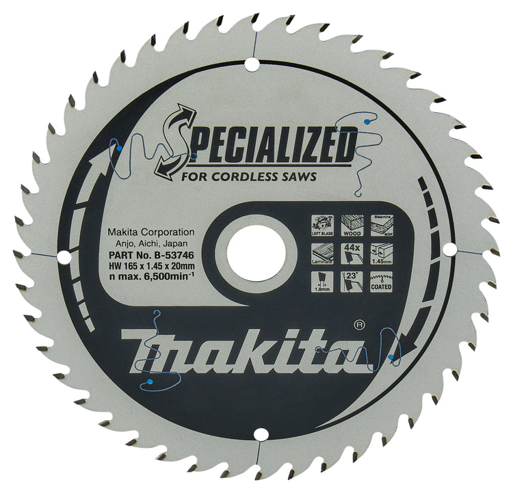 Accessoires Makita lame de scie circulaire | mélamine| 165x20x1,45 44t 23g - b-53746