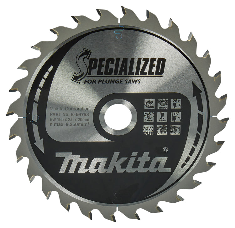 Accessoires Makita lame de scie plongeante | bois | 165x20x2 28t - b-56758