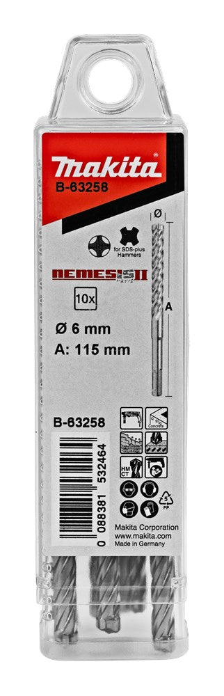 Accessoires Makita p4s: foret sds-plus 8x165mm 10pcs - b-63373